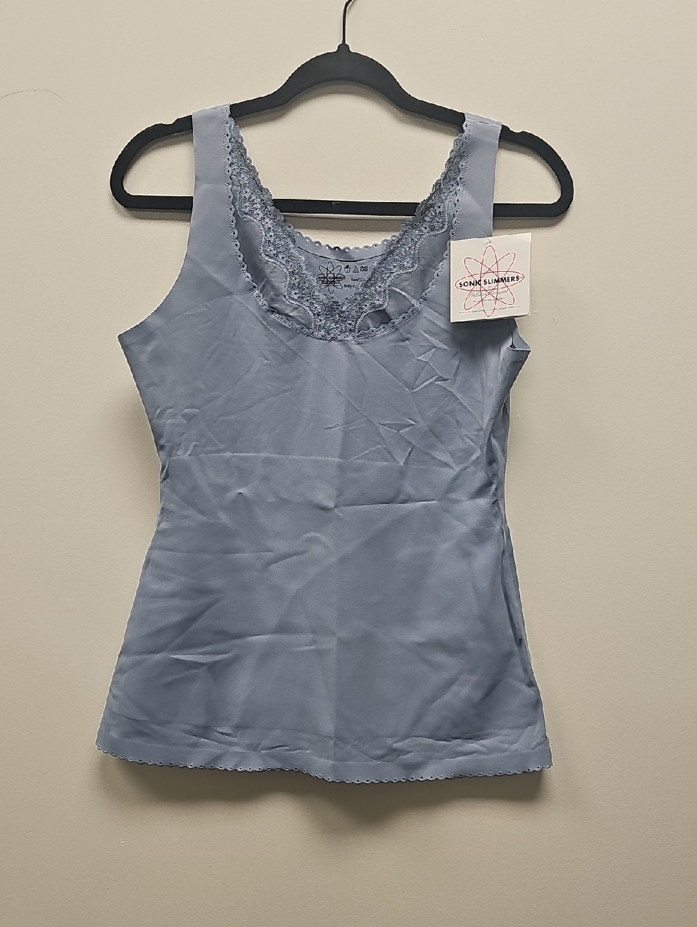 Soma Signature Lace-Trim Tank Top — Dusty Blue